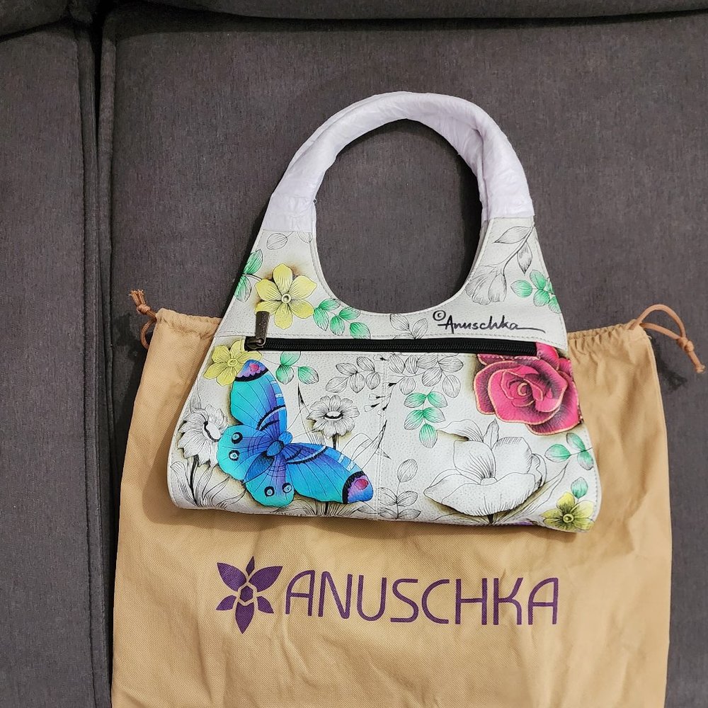 Anuschka hand-painted satchel with matching card/license holder